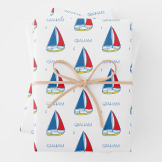 Hoja De Papel De Regalo Personalizado Sencillo Vela Clásico Niño Náutico
