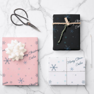 Hoja De Papel De Regalo Personalizado Snowflakes Feliz nombre de Navidad