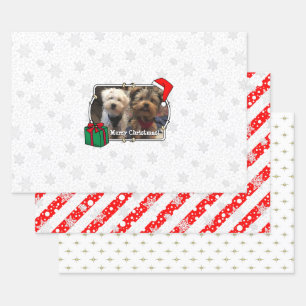 Hoja De Papel De Regalo Personalizado Tres Mascotas de fotografía Navidade