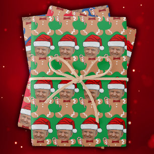 Hoja De Papel De Regalo Personalizado Trump Face Photo Gingerbread Xmas