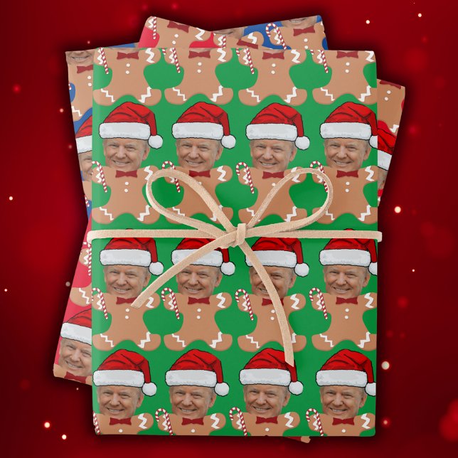 Hoja De Papel De Regalo Personalizado Trump Face Photo Gingerbread Xmas (Subido por el creador)