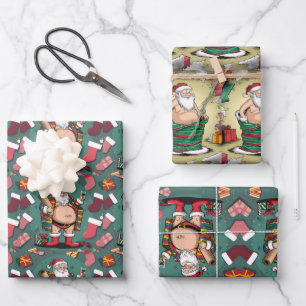 Hoja De Papel De Regalo Personalizados navideños de padre festivo y gracio