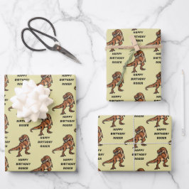 Hoja De Papel De Regalo Personalizar Cumpleaños Dinosaurio T-Rex Tyrannosa