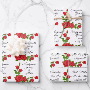 Hoja De Papel De Regalo Personalizar el Boda 3 decir tus rosas rojas de te