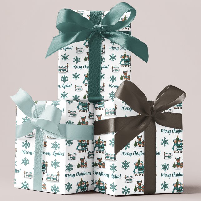 Hoja De Papel De Regalo Personalized Christmas Carol Wrapping Paper Sheets (Celebrate someone special with this adorable personalized Christmas Caroling wrapping paper! )