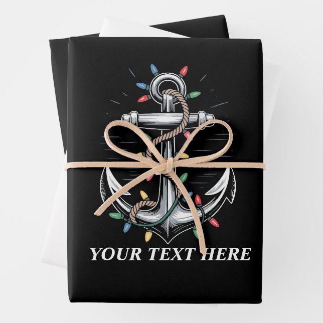 Hoja De Papel De Regalo Personalized Christmas Lights Boating Sailing  (In situ)