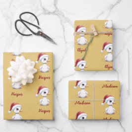 Hoja De Papel De Regalo Personalized Cute Festive Christmas Goose Duck