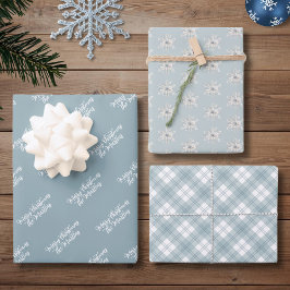 Hoja De Papel De Regalo Personalized Dusty Blue Christmas