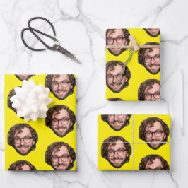 Hoja De Papel De Regalo Personalized Funny Yellow Custom Face Photo