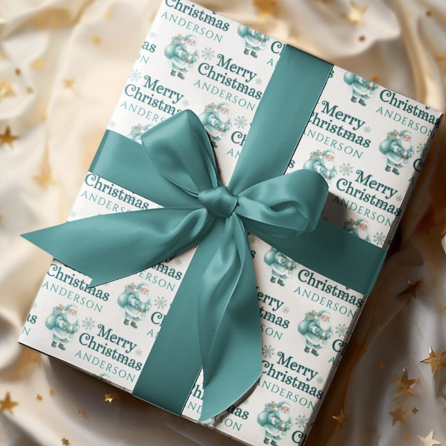 Hoja De Papel De Regalo Personalized Santa Wrapping Paper Sheets (Celebrate someone special with these personalized Santa wrapping paper sheets! )