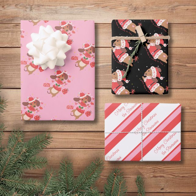 Hoja De Papel De Regalo Personalized Whimsical Wiener Dog Holiday (Subido por el creador)