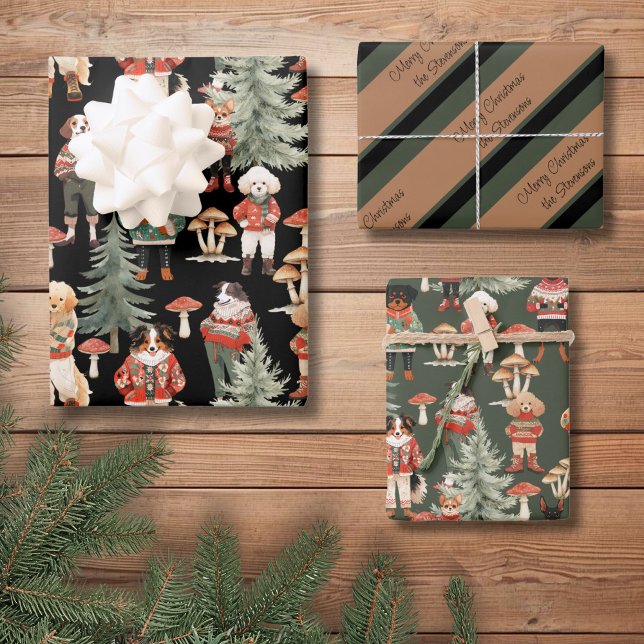 Hoja De Papel De Regalo Personalized Woodland Dog Christmas Wrapping Paper (Subido por el creador)