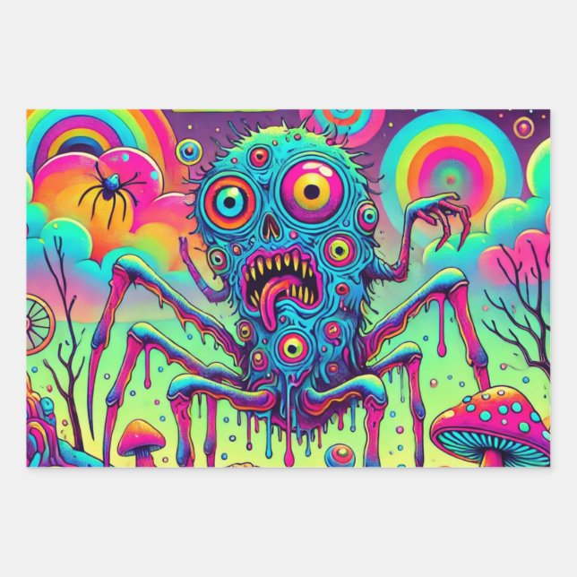 Hoja De Papel De Regalo Pesadilla psicodélica en Candyland (Anverso)