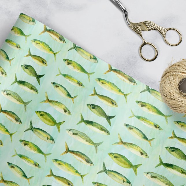 Hoja De Papel De Regalo Pescado acuático (Watercolor Fish Gift Wrap)
