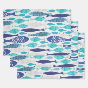 Hoja De Papel De Regalo Pescado azul