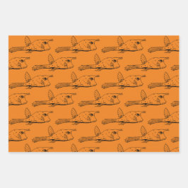 Hoja De Papel De Regalo Pescado de vaca Animales Patrón Naranja Púrpura Ro