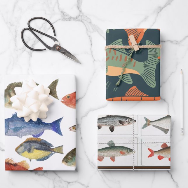 Hoja De Papel De Regalo Pescado del Día del Padre (Anverso)