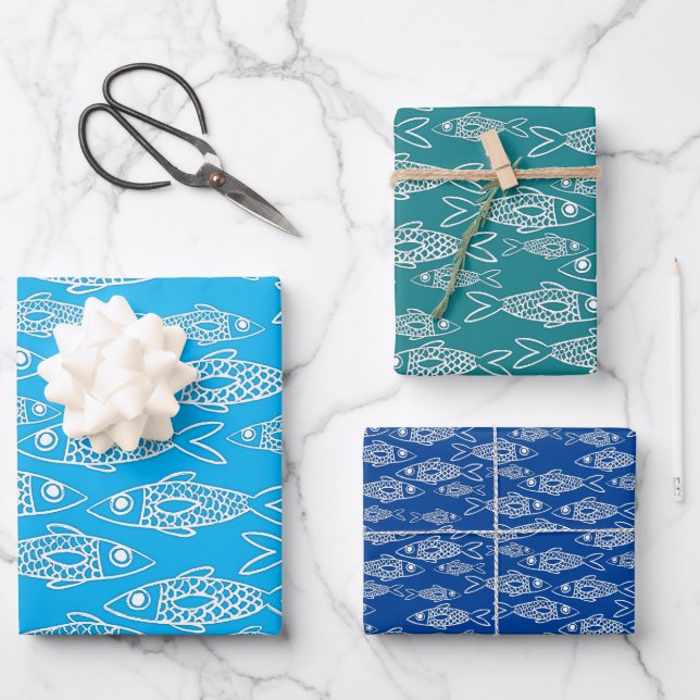 Hoja De Papel De Regalo Pescado en los mares (Anverso)