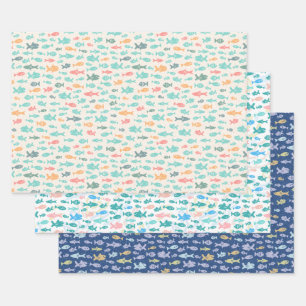 Hoja De Papel De Regalo Pescado Náutico Marítimo Patrones De Vida