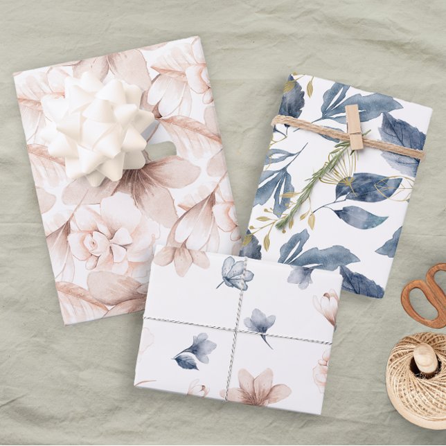 Hoja De Papel De Regalo Pétalos blandos Pastel Floral Azul rosa (Subido por el creador)