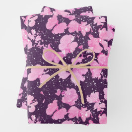 Hoja De Papel De Regalo Pétalos de flor de pintura rosada de acrílico