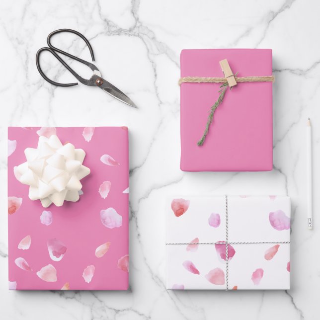 Hoja De Papel De Regalo Pétalos rosa rosados (Anverso)