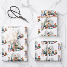 Hoja De Papel De Regalo Peter el conejo con los elfos Navidades