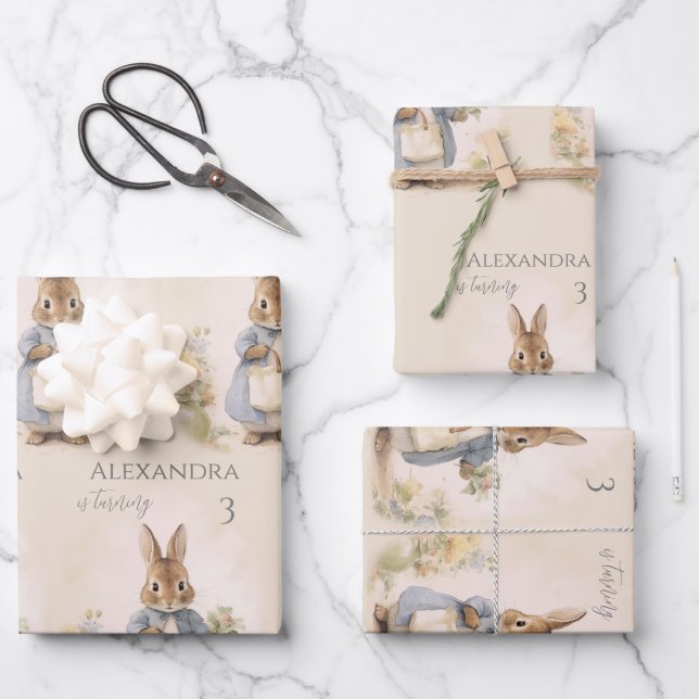 Hoja De Papel De Regalo Peter, la fiesta de cumpleaños del conejo (Anverso)