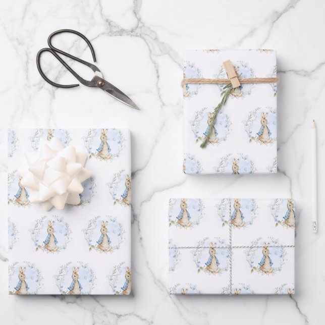 Hoja De Papel De Regalo Peter Rabbit Blue Wildflower  (Anverso)