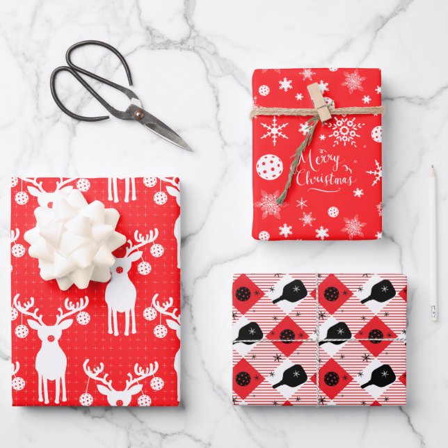 Hoja De Papel De Regalo 😍 Pickleball 🎄 Feliz Navidad (Anverso)