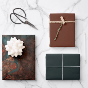 Hoja De Papel De Regalo Piedra de óxido y turquesa