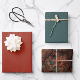Hoja De Papel De Regalo Piedra de óxido y turquesa