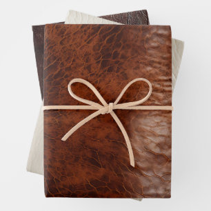Hoja De Papel De Regalo Piel de vaca de cuero marrón del suroeste de Faux