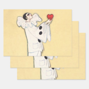 Hoja De Papel De Regalo Pierrot con corazón rojo de Sophia Chiostri