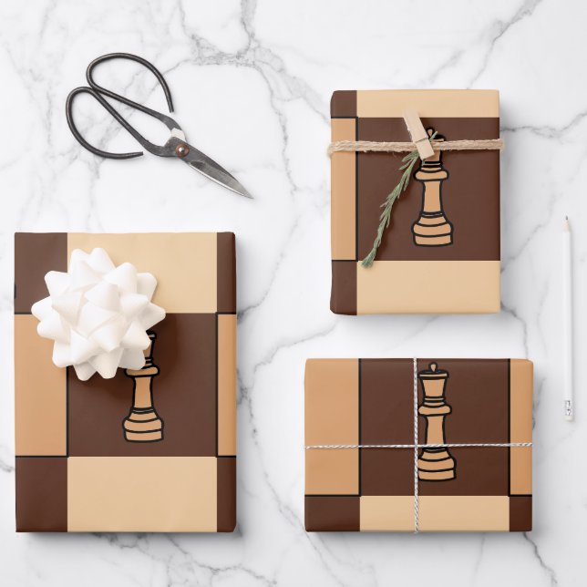 Hoja De Papel De Regalo Piezas de tablero de ajedrez (Anverso)