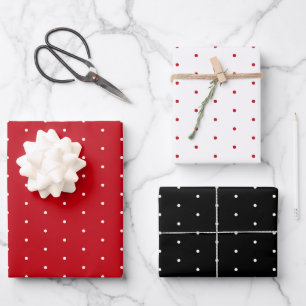 Hoja De Papel De Regalo Pin Polka Dots Red, White Y Black