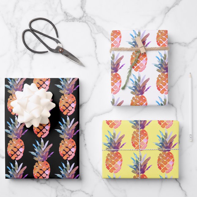 Hoja De Papel De Regalo Piña tropical moderna (Anverso)