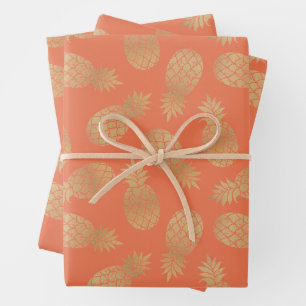 Hoja De Papel De Regalo Piñas de oro en yegua