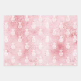 Hoja De Papel De Regalo Piñas tropicales rosadas
