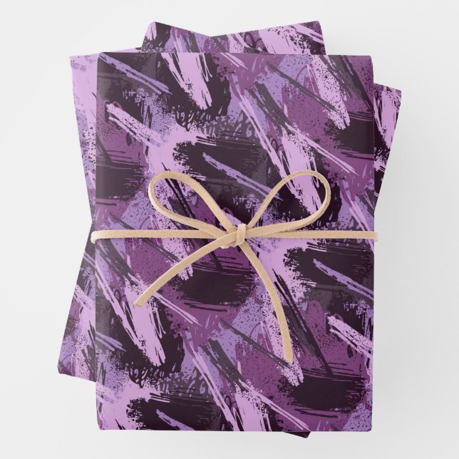 Hoja De Papel De Regalo Pincel negro morado (In situ)