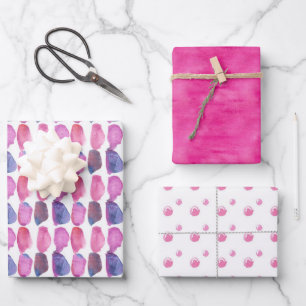 Hoja De Papel De Regalo Pinceladas de Burbujas Rosa Fucsia