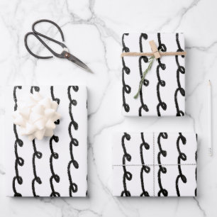 Hoja De Papel De Regalo Pinceles de bucle de tinta Pinceles simples Blanco
