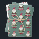 Hoja De Papel De Regalo Pine Green Red Merry Christmas Santa<br><div class="desc">verde pino rojo alegre Navidad Santa</div>