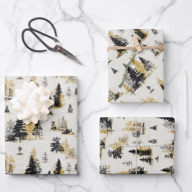 Hoja De Papel De Regalo Pine trees scenery landscape (Anverso)