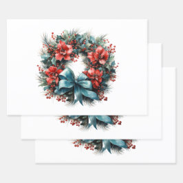 Hoja De Papel De Regalo Pine Wreath con Navidades Holly