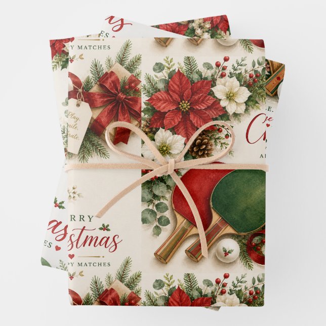 Hoja De Papel De Regalo Ping pong tema de Navidad  (In situ)