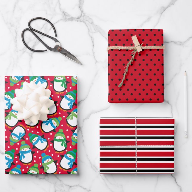 Hoja De Papel De Regalo Pingüino (Anverso)