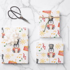 Hoja De Papel De Regalo Pingüino Nácrago de los Navidades rojos curados