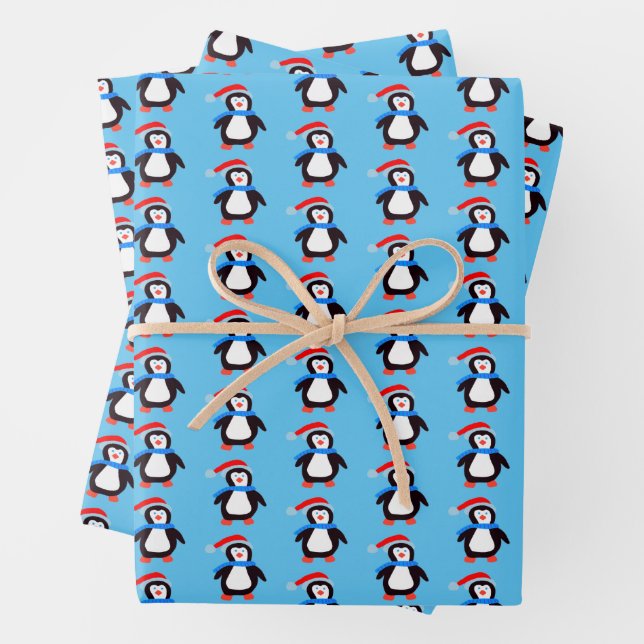 Hoja De Papel De Regalo Pingüinos Clásicos de Invierno (In situ)