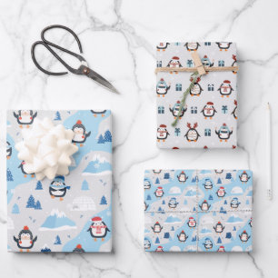 Hoja De Papel De Regalo Pingüinos Cute